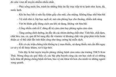 BÀI TUYÊN TRUYỀN PHÒNG DỊCH BỆNH CÚM MÙA